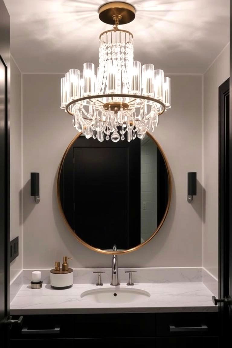 Statement Lighting Fixtures - 24 Powder Room Ideas