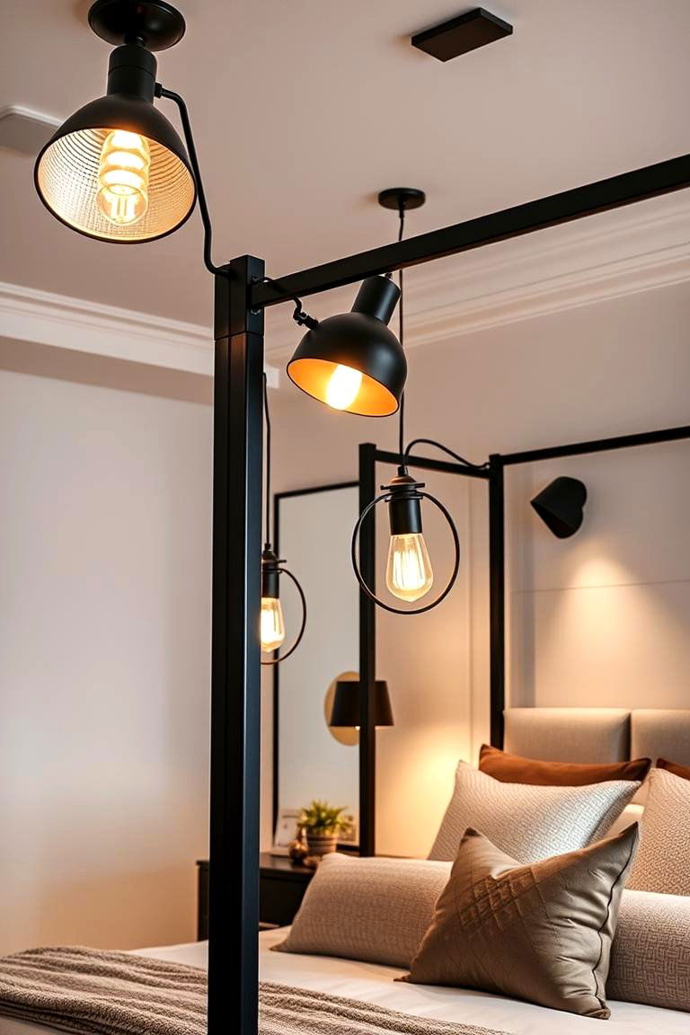 Statement Lighting Fixtures - 24 Black and Gold Bedroom Ideas