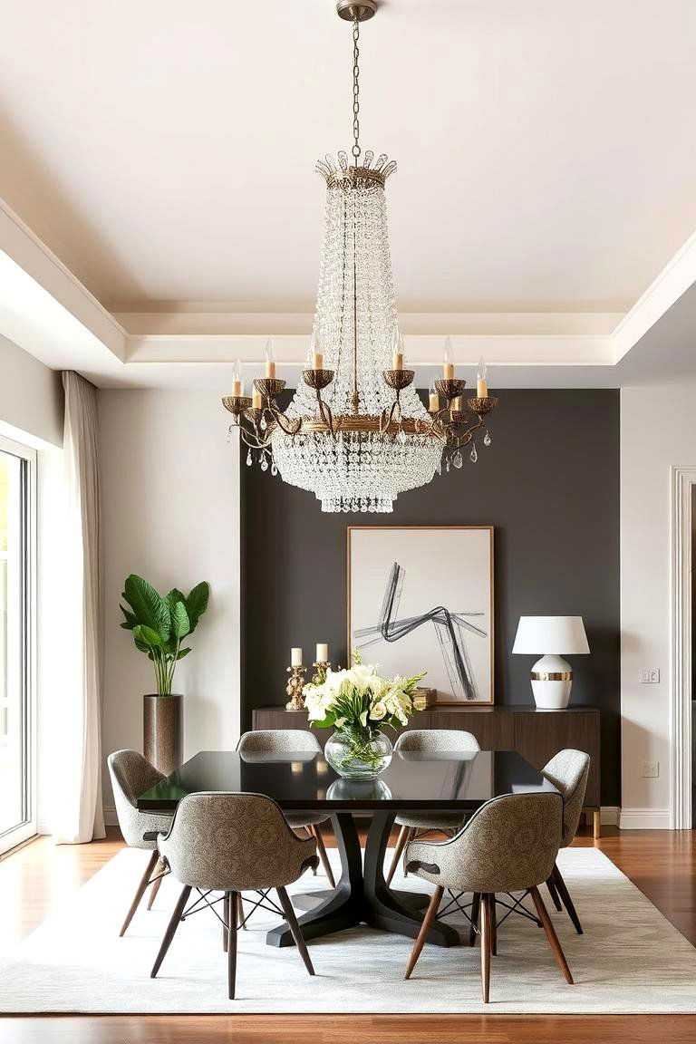 Statement Lighting Fixtures - 24 Eclectic Dining Room Ideas