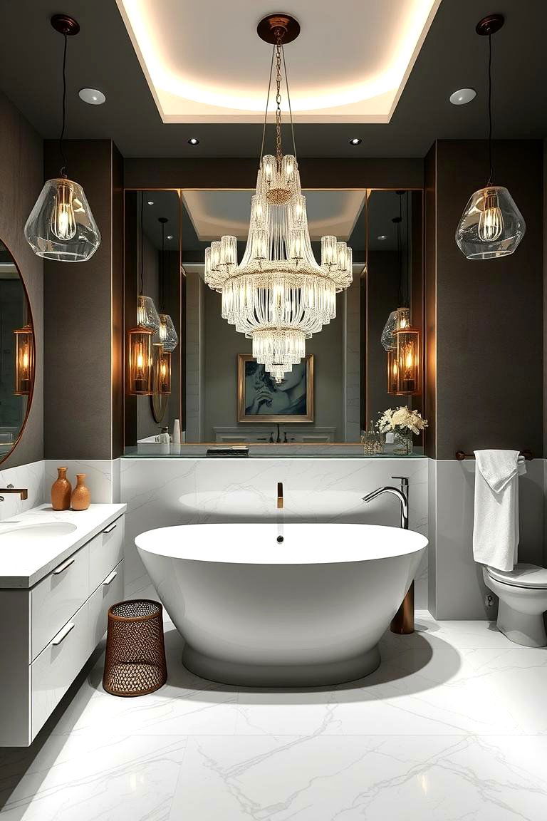Statement Lighting Installations - 24 Large Bathroom Ideas