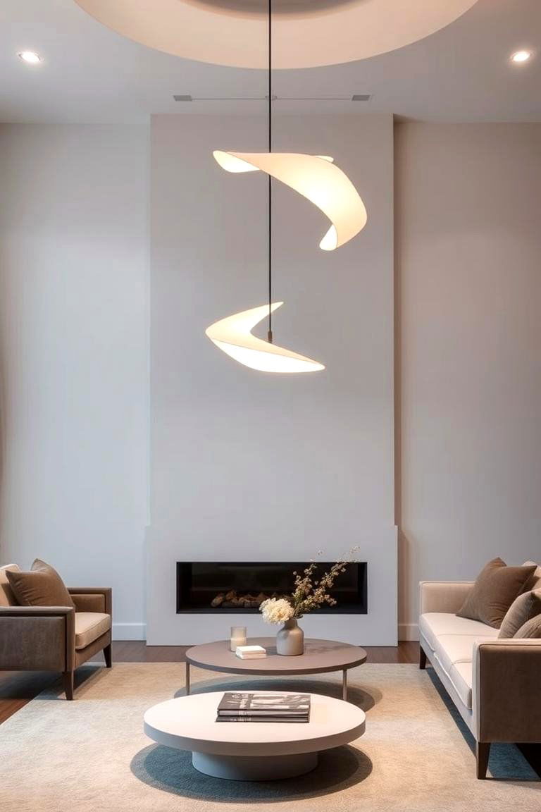 Statement Lighting Pieces - 24 Minimalist Living Room Ideas