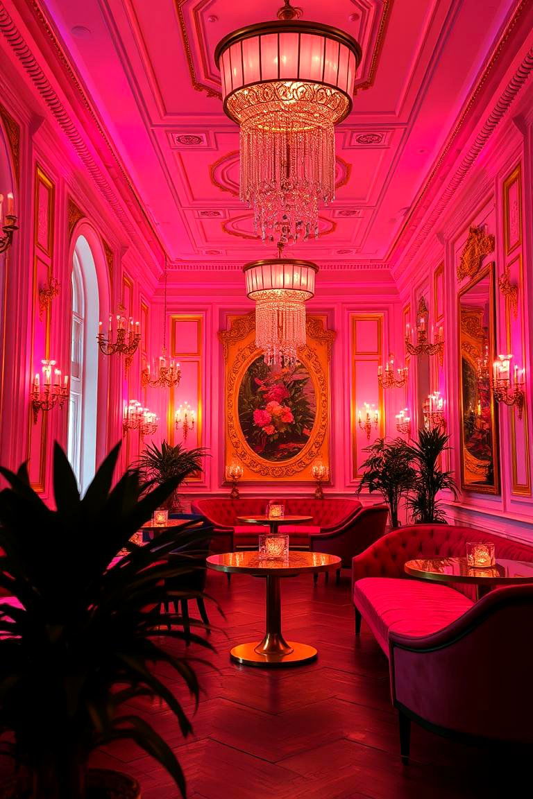 Statement Lighting with Pink and Gold - 24 Pink and Gold Bedroom Ideas