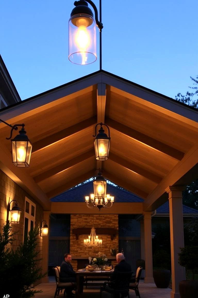 Statement Lighting - 24 Attached Covered Patio Ideas