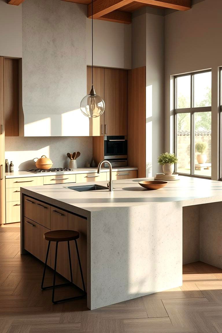 Statement Microcement Kitchen Islands - 24 Microcement Kitchen Ideas
