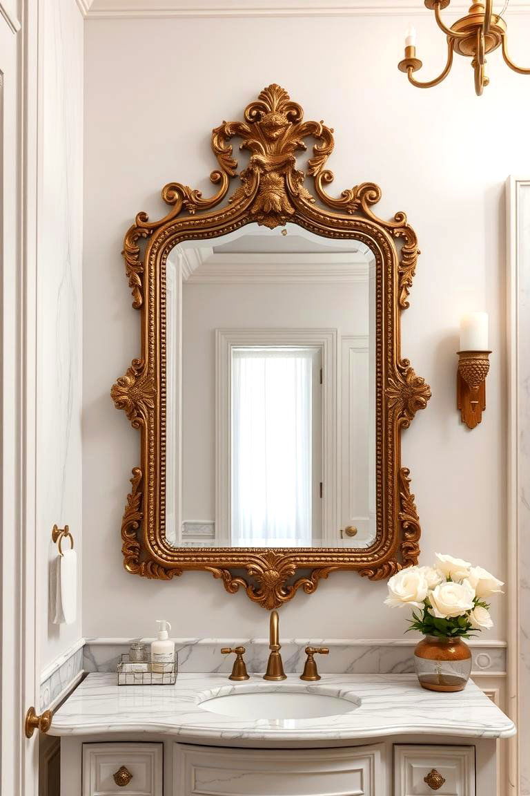 Statement Mirror - 24 Romantic Bathroom Ideas