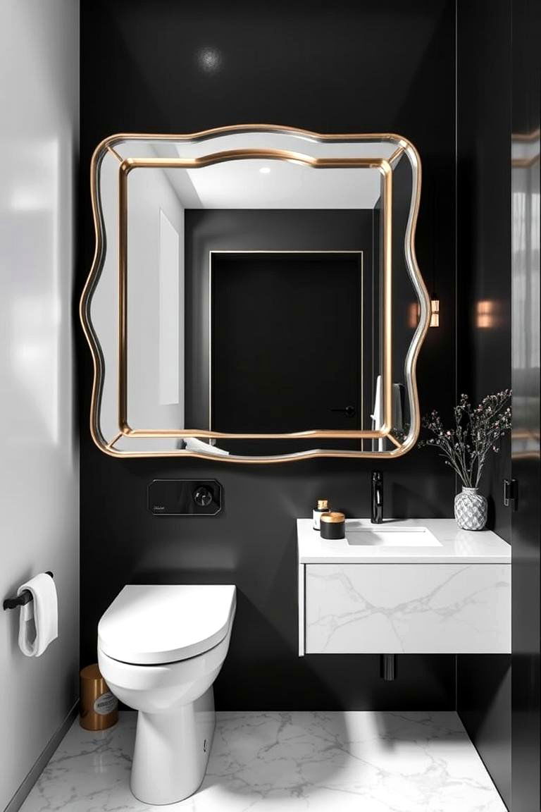 Statement Mirror Designs - 24 Downstairs Toilet Ideas