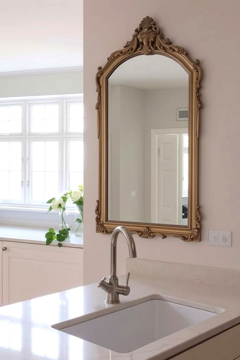 Statement Mirror Wall - 24 Kitchen Wall Decor Ideas