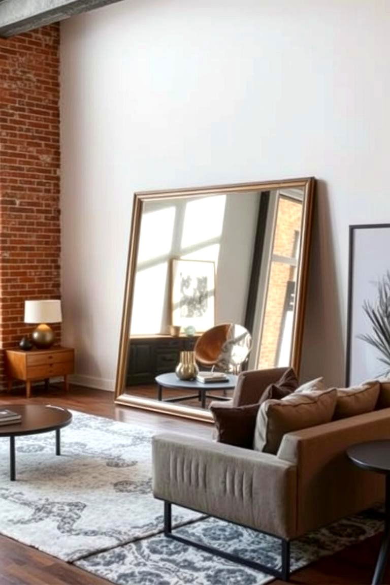 Statement Mirror to Enhance Space - 24 Loft-style Living Room Ideas