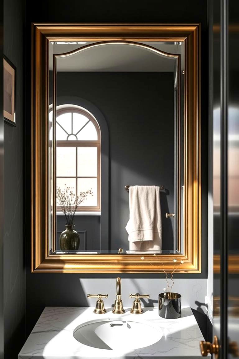 Statement Mirrors for Drama - 24 Small Powder Room Ideas