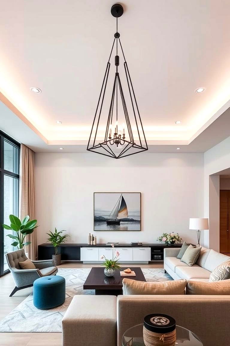 Statement Pendant Lighting Ceiling - 24 Living Room Ceiling Ideas