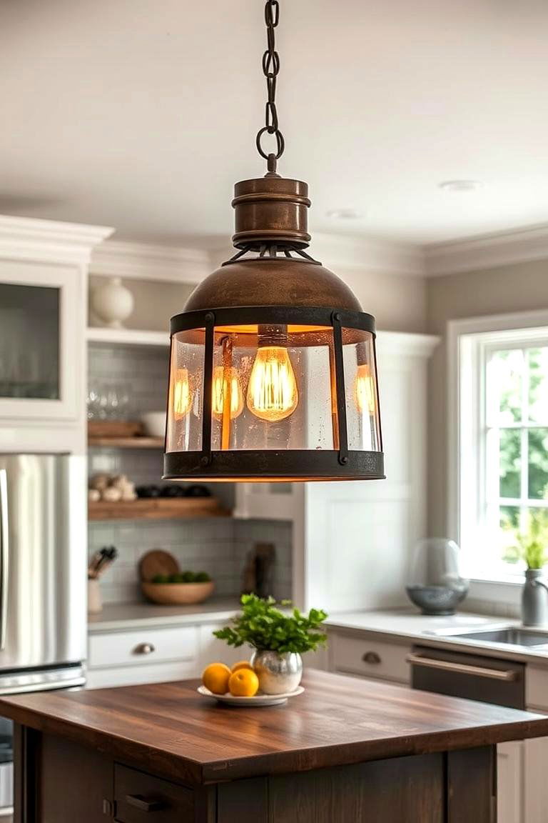 Statement Pendant Lights for Dramatic Impact - 24 Farmhouse Kitchen Ideas