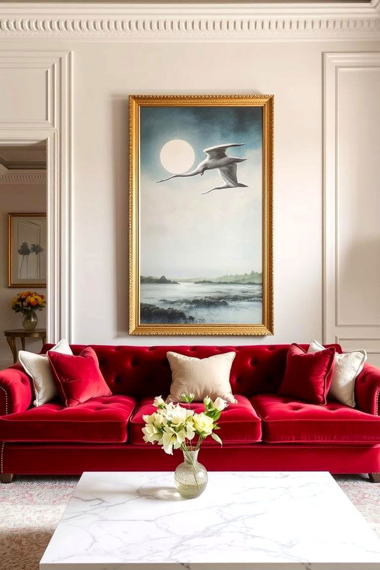 Statement Red Sofa - 24 Red Living Room Ideas
