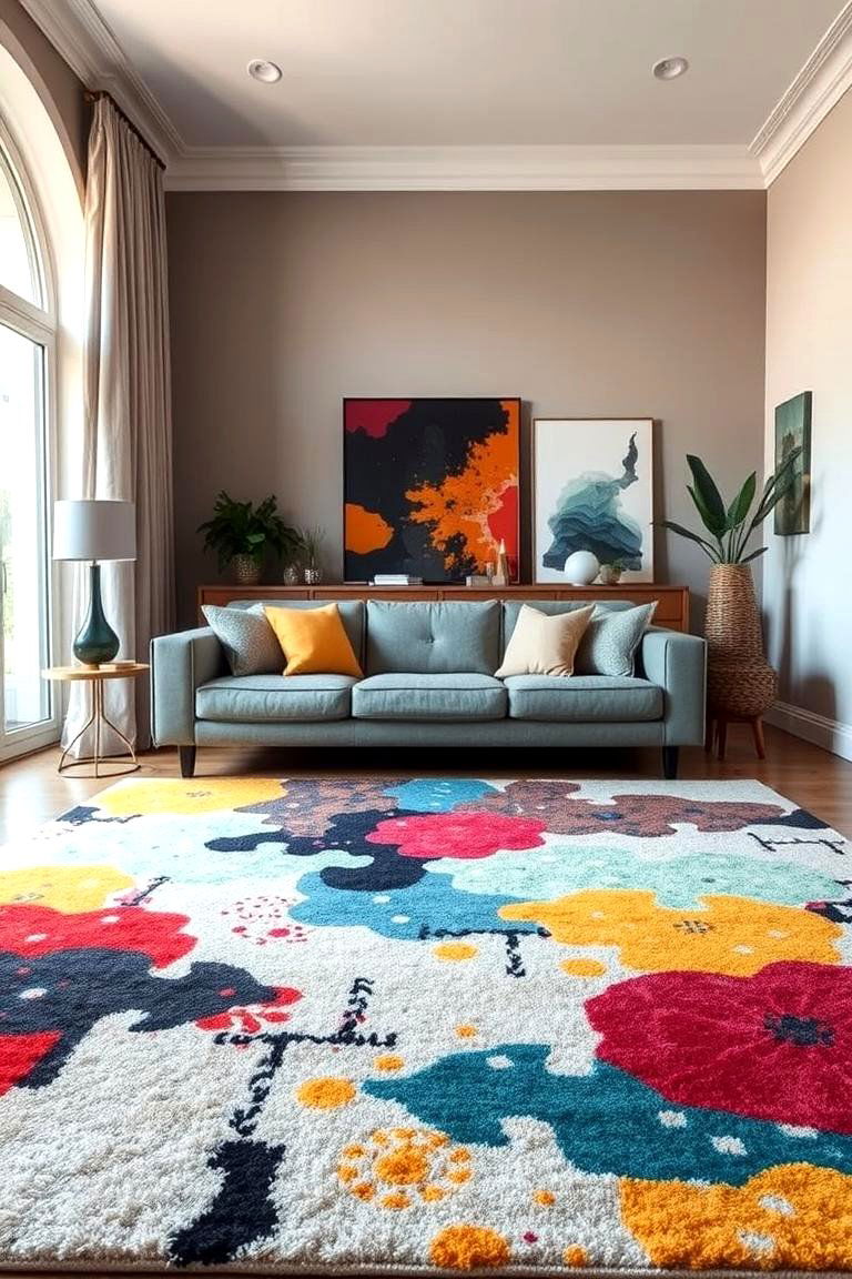 Statement Rug Focus - 24 Grey Couch Living Room Ideas