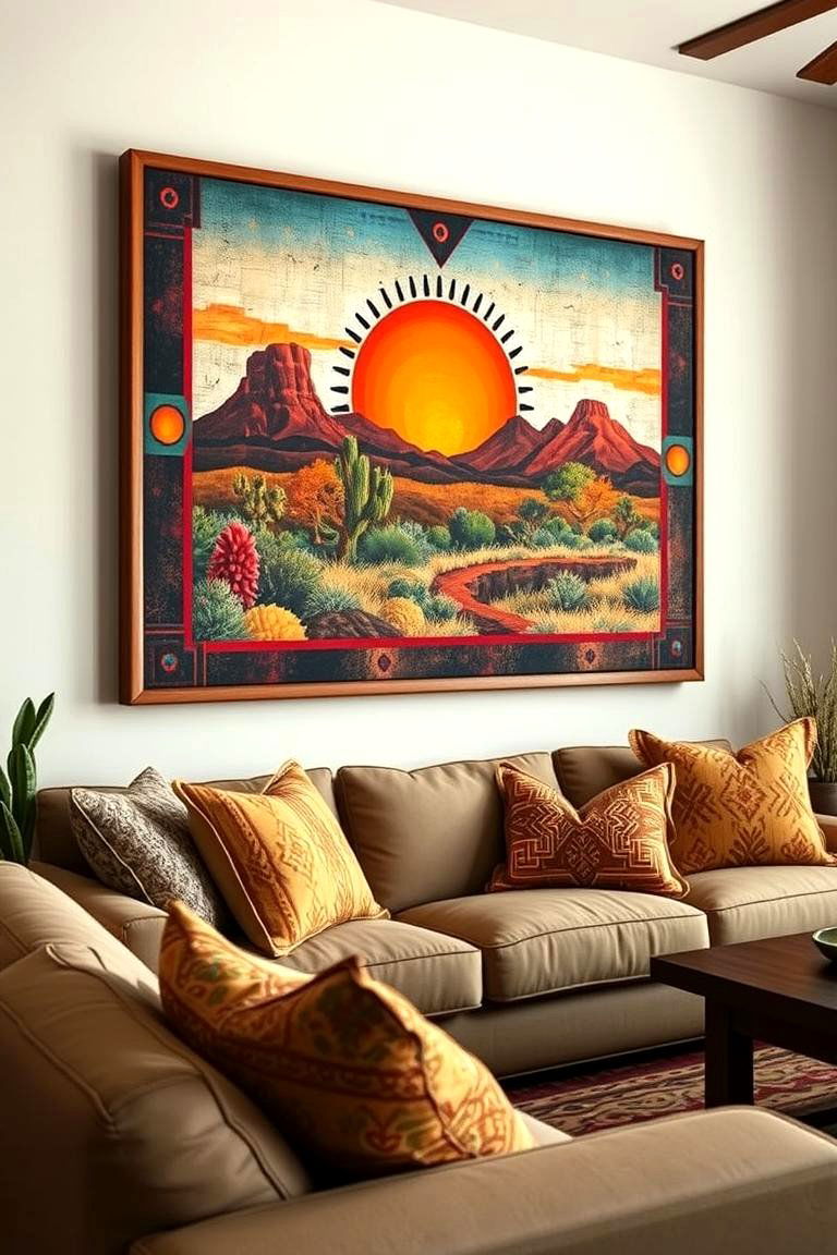 Statement Southwestern Artwork - 24 Southwest Living Room Ideas