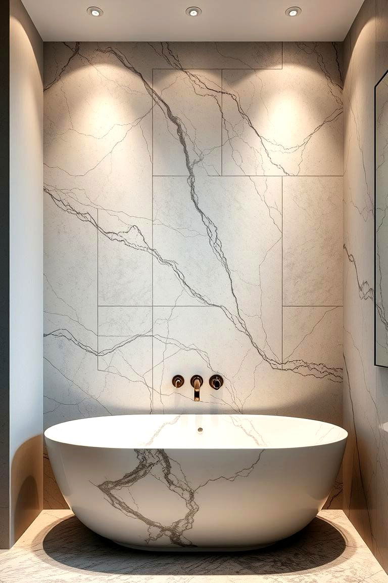 Statement Stone Wall - 24 Bathroom Wall Ideas