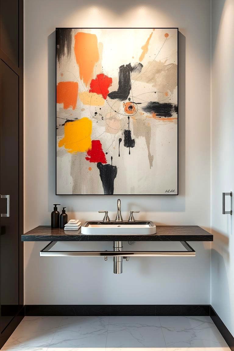 Statement Wall Art - 24 Elegant Bathroom Decor Ideas