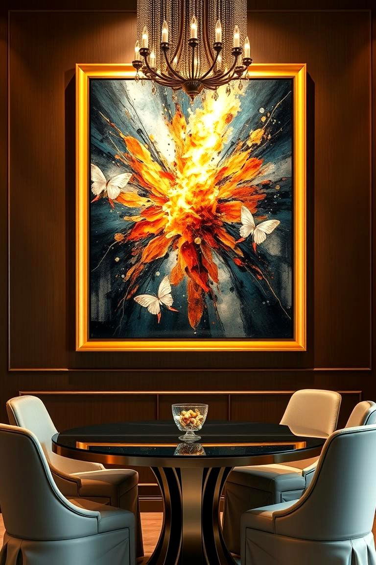 Statement Wall Art Above the Dining Table - 24 Luxury Dining Room Ideas