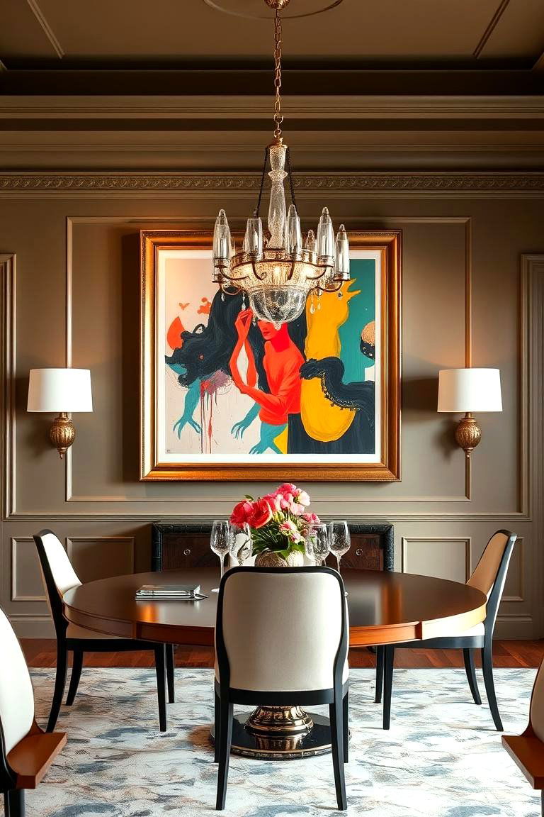 Statement Wall Art to Enhance the Rooms Character - 24 Formal Dining Room Ideas