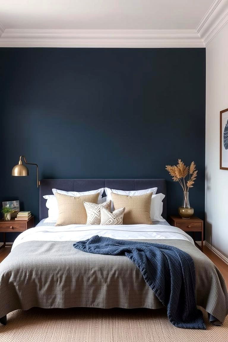 Statement Wall Color - 24 No Headboard Ideas