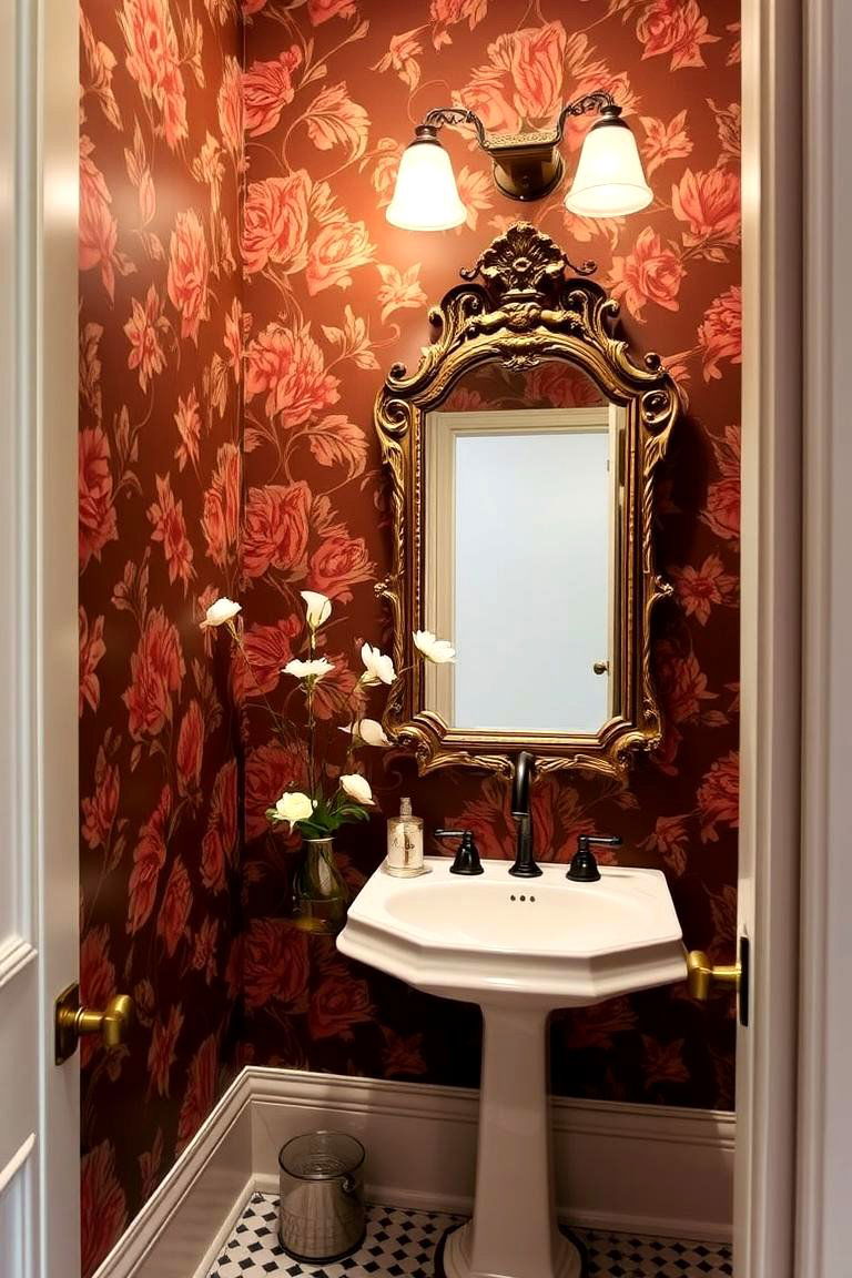 Statement Wallpaper for Visual Impact - 24 Eclectic Powder Room Ideas