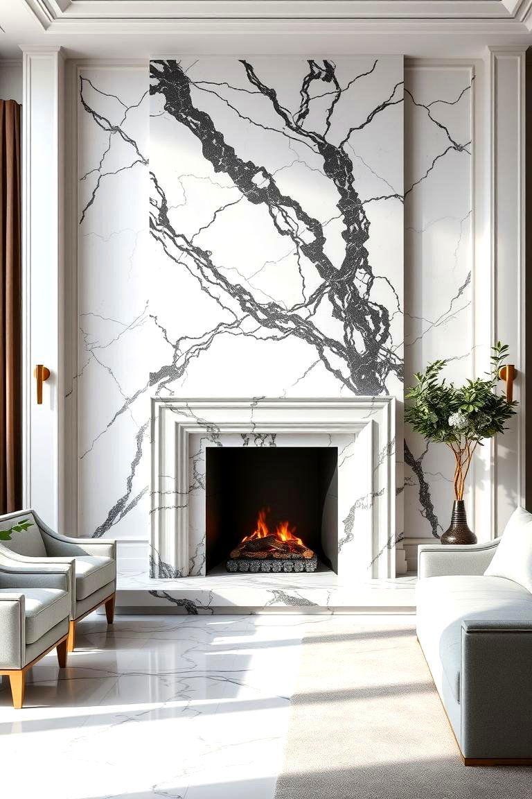 Statuario Marble Fireplace - 24 Marble Fireplace Ideas