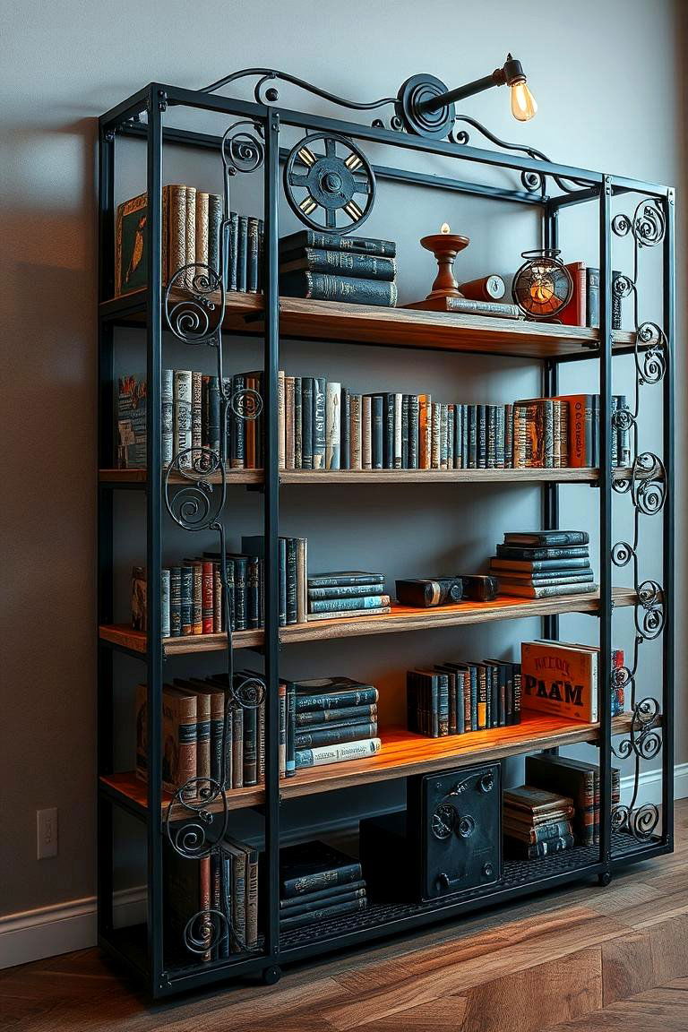 Steampunk Bookshelves with Intricate Detailing - 24 Steampunk Interior Design Ideas