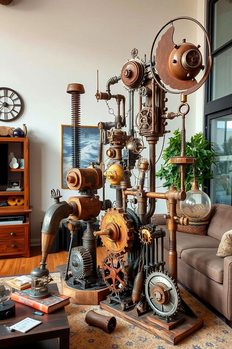 Steampunk Sculpture Showcase - 24 Steampunk Living Room Ideas