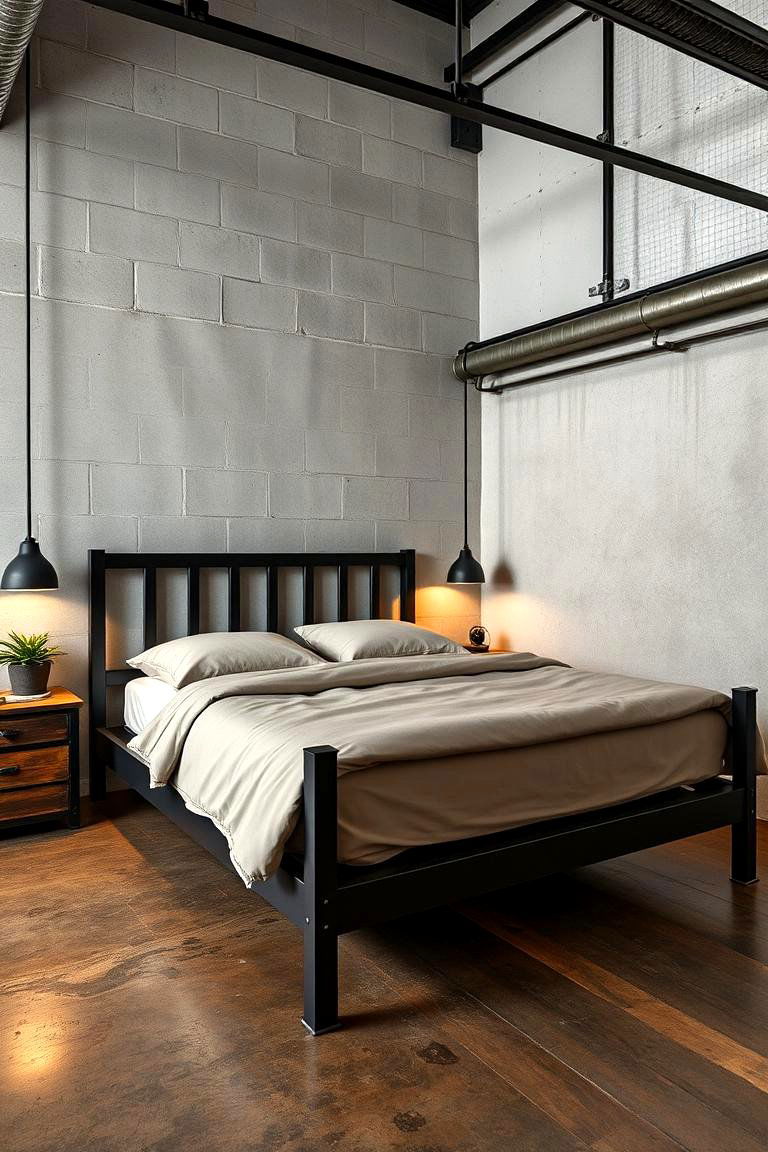 Steel Bed Frame Strength - 24 Industrial Bedroom Ideas