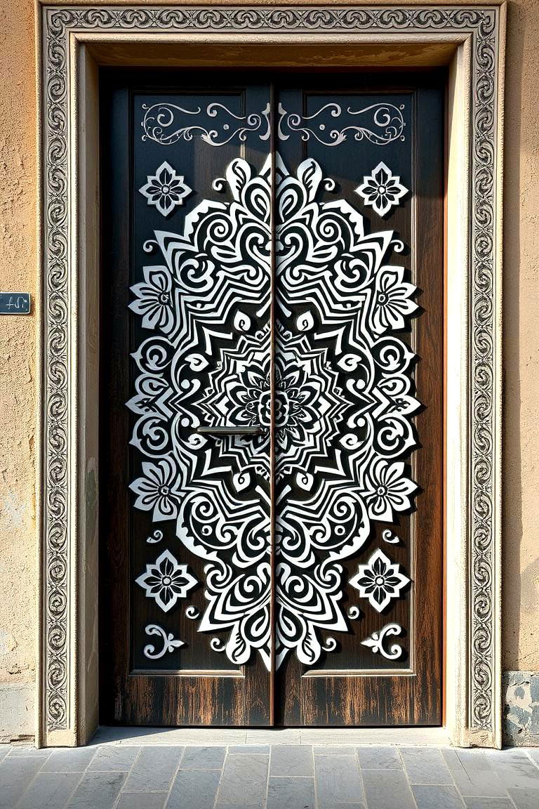 Stenciled Art Door Painting - 24 Door Painting Ideas