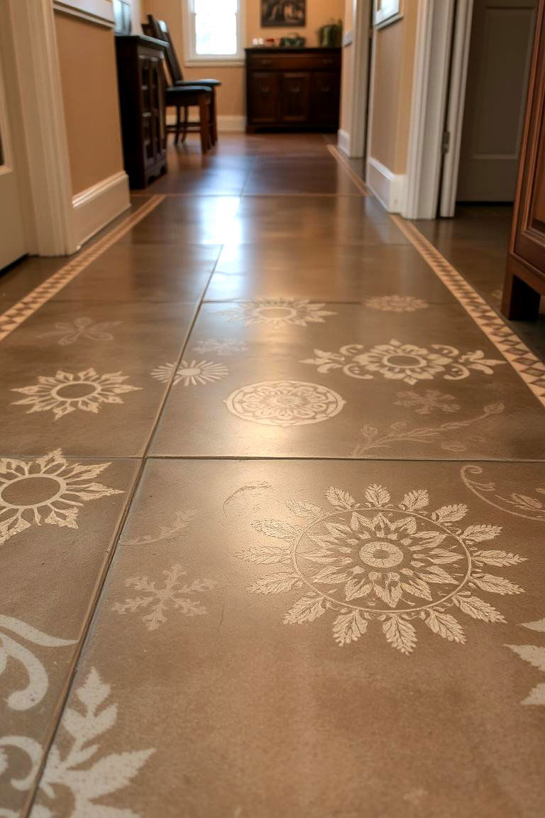 Stenciled Artistry for Unique Designs - 24 Indoor Concrete Floor Paint Ideas