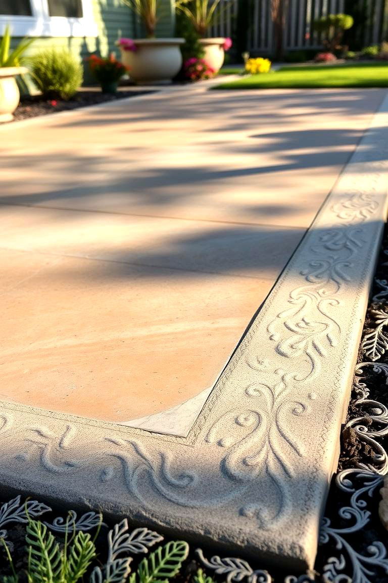 Stenciled Border Accents - 24 Concrete Patio Ideas on a Budget