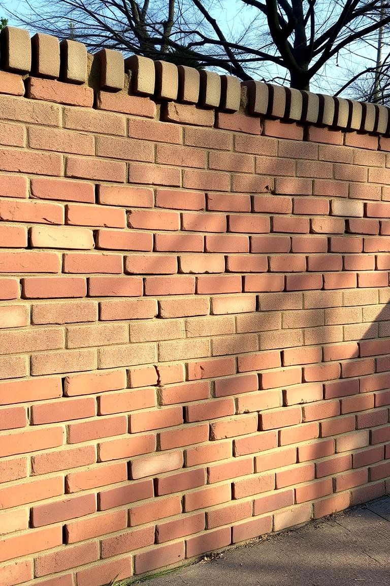 Stenciled Brick Pattern Elegance - 24 Front Yard Brick Fence Ideas