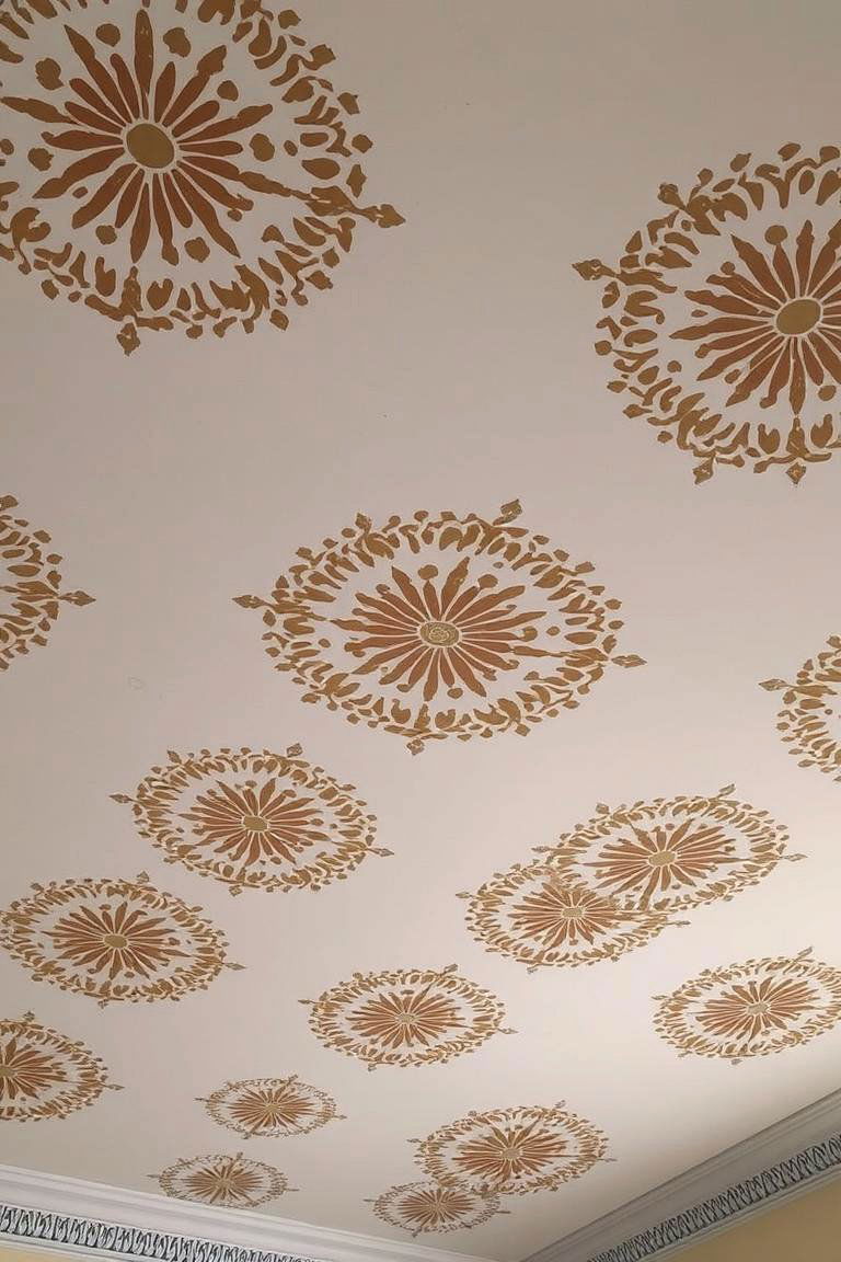 Stenciled Ceiling Art - 24 Cheap Ceiling Ideas