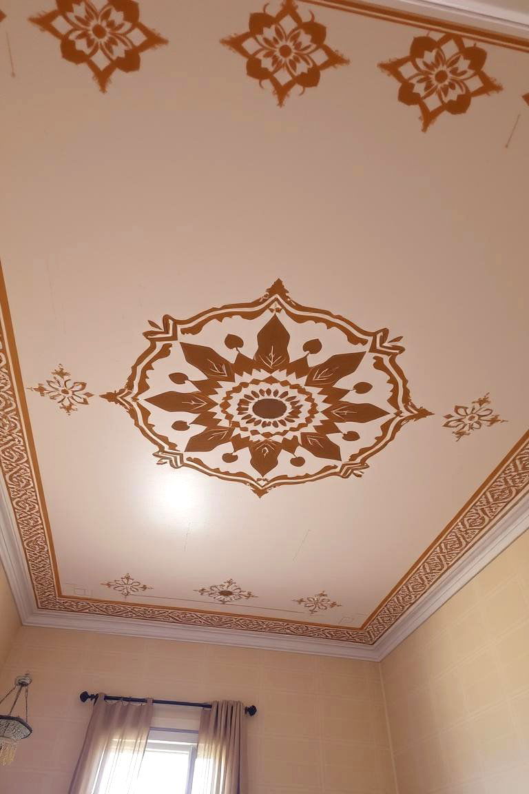 Stenciled Ceilings Artistic Expression Above - 24 Bedroom Ceiling Ideas