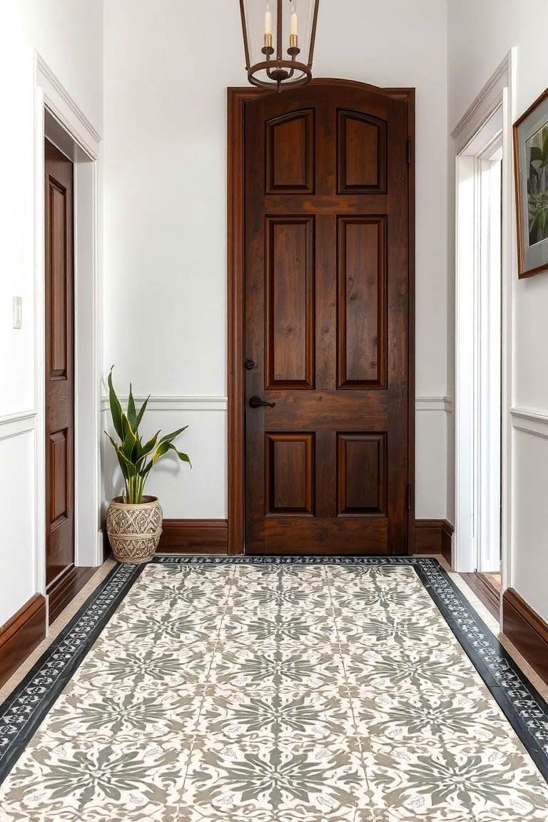 Stenciled Decorative Floor Tiles - 24 Small Entryway Tile Floor Ideas