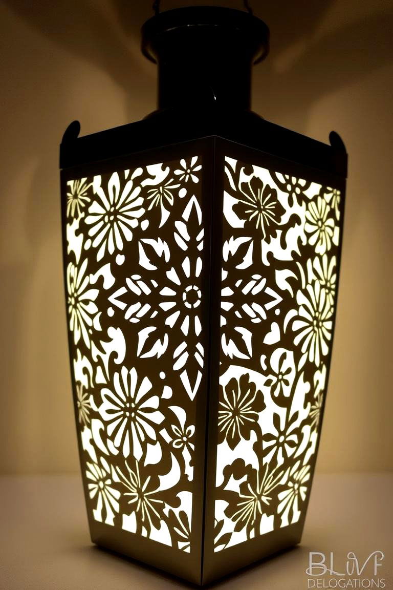 Stenciled Pattern Lantern - 24 Lantern Centerpiece Ideas