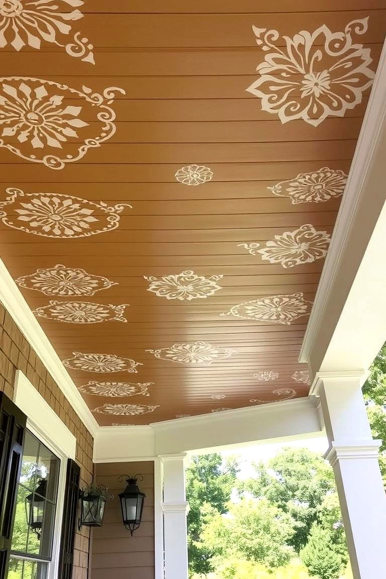 Stenciled Patterns Vinyl Ceiling - 24 Vinyl Porch Ceiling Ideas