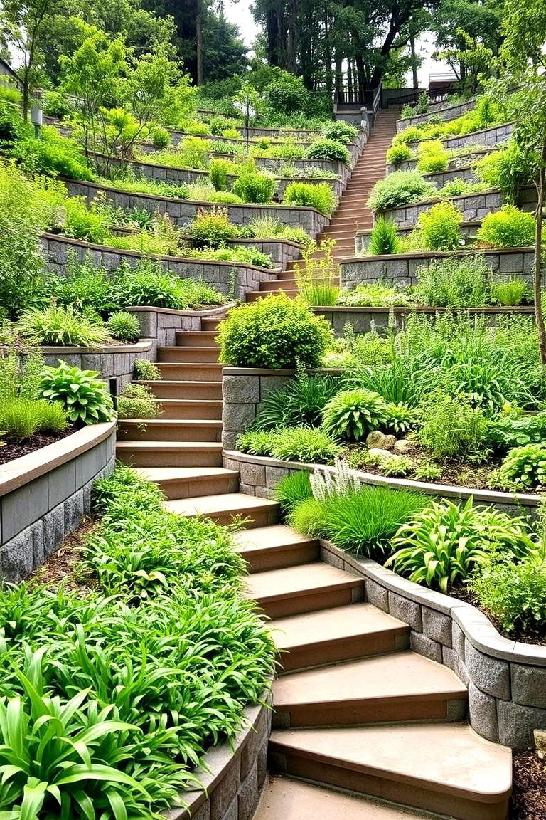 Stepped Terraced Walk - 24 Sloped Walkway Ideas