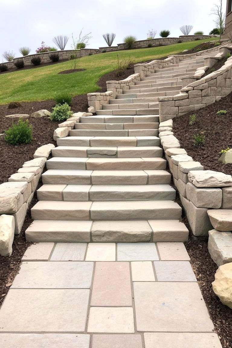 Stepped Walkway on a Sloped Terrain Walkway - 24 Paver Walkway Ideas