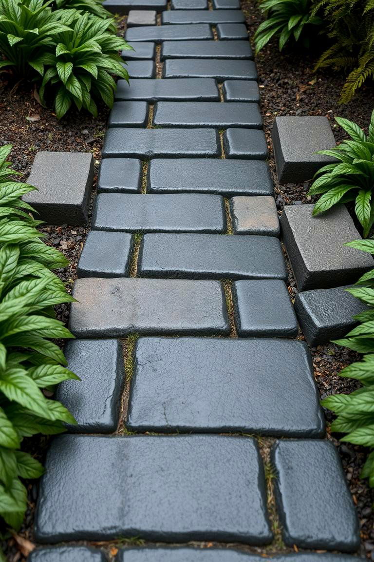 Stepping Stone Black Brick Walkway - 24 Black Brick Walkway Ideas