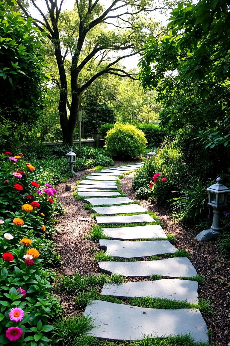 Stepping Stones Amidst Greenery - 24 Natural Walkway Ideas