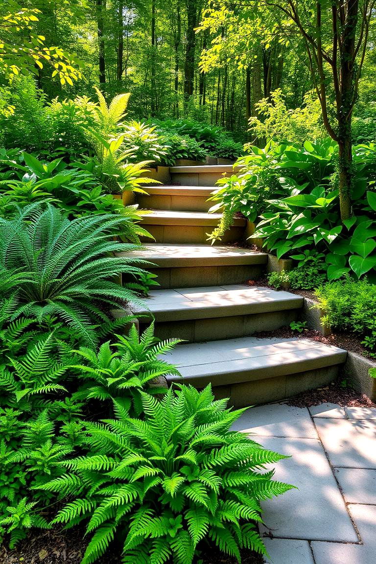 Steps Surrounded by Lush Landscaping - 24 Patio Steps Ideas