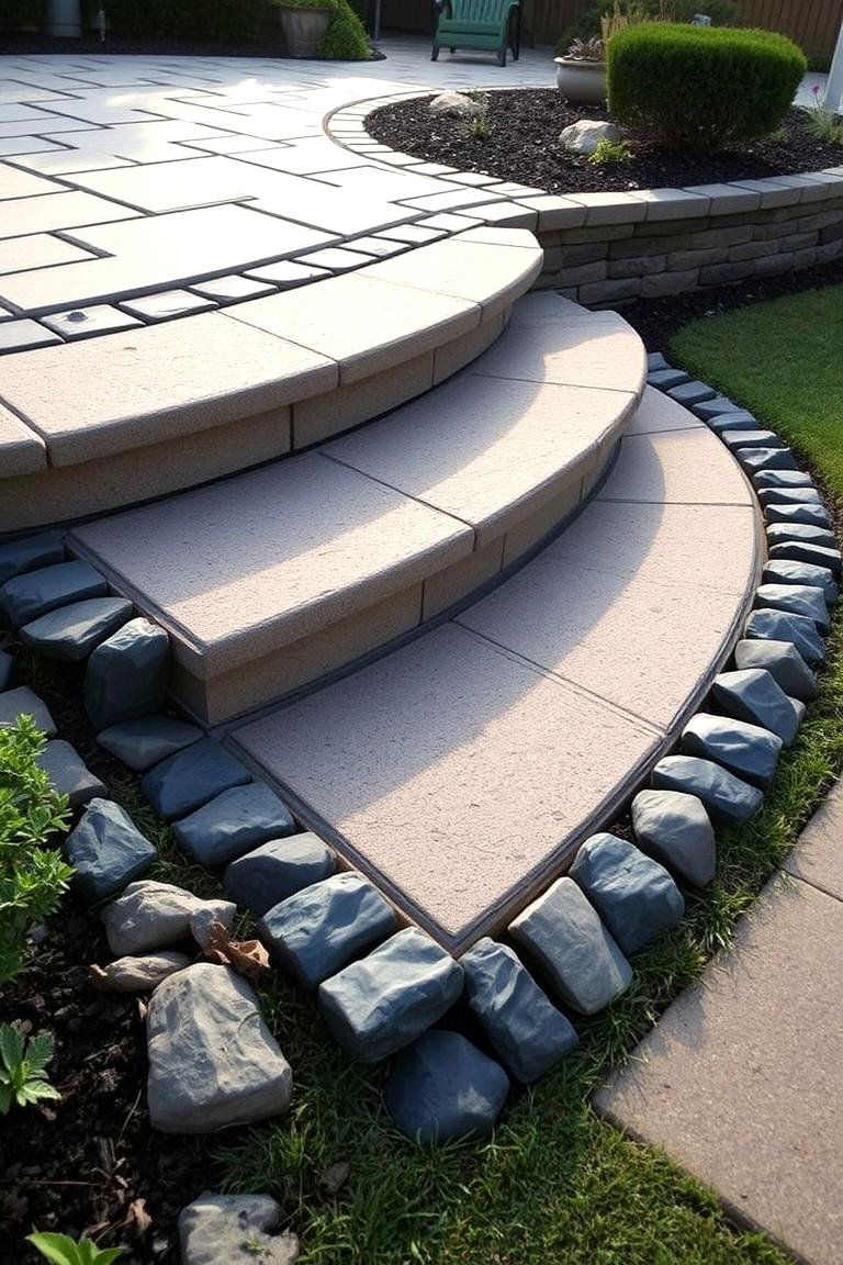 Steps with Decorative Edging - 24 Patio Steps Ideas