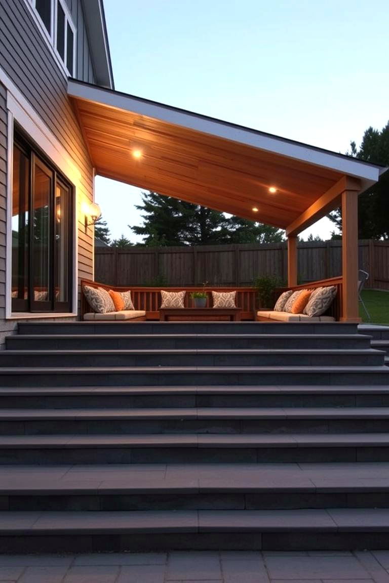 Steps with Integrated Seating - 24 Patio Steps Ideas