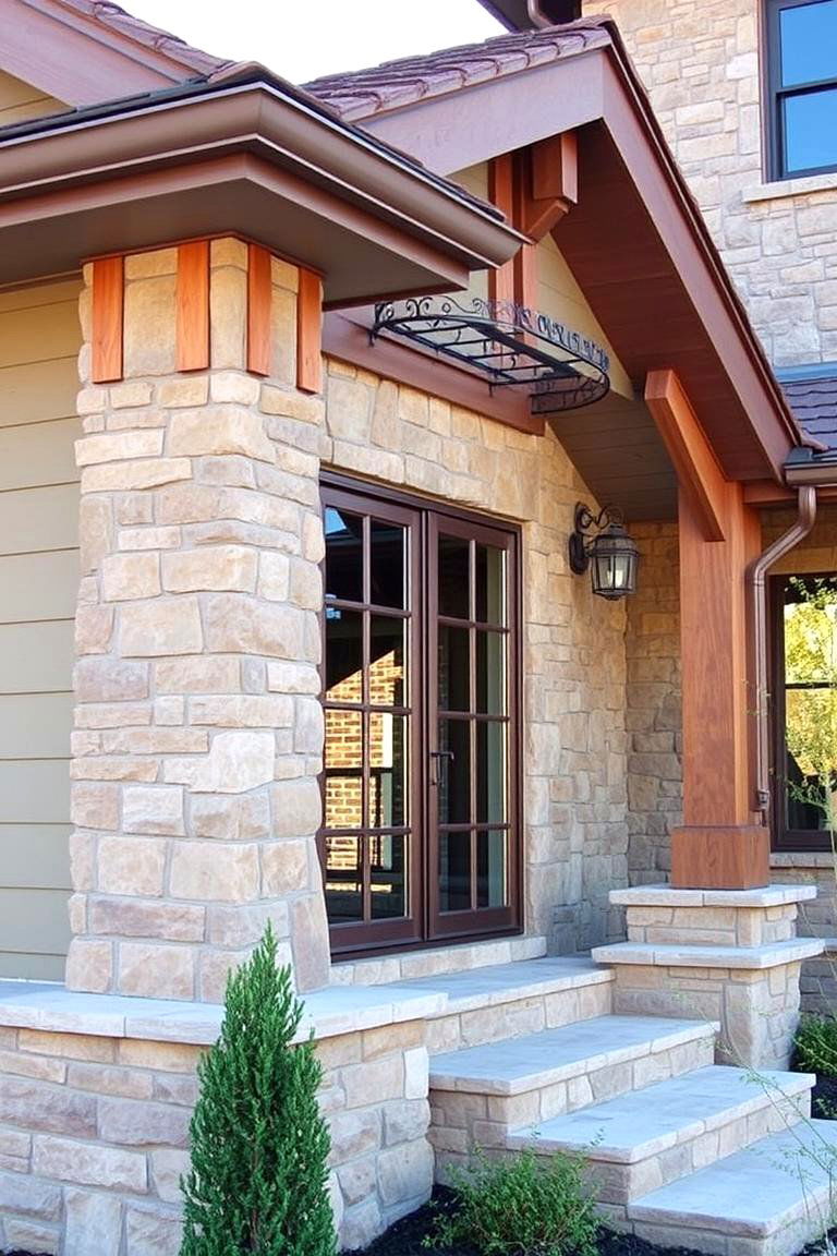 Stone Accented Trim - 24 Exterior Taupe House Color Combinations