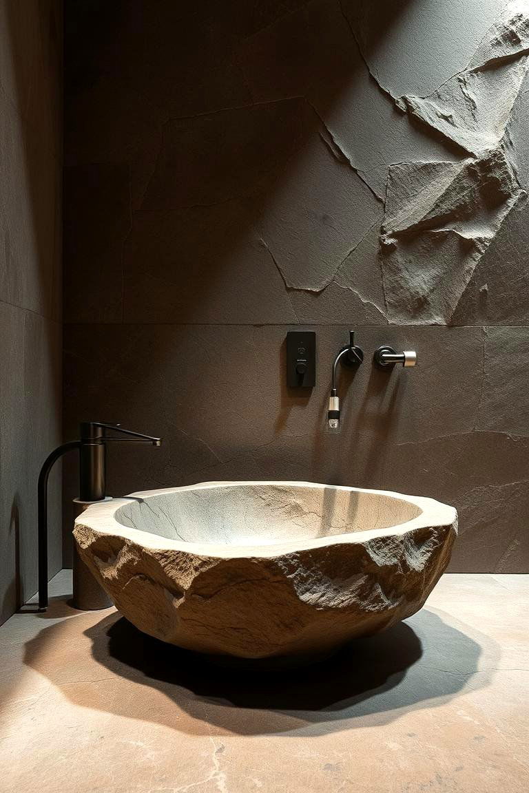 Stone Basin Sink - 24 Small Bathroom Sink Ideas