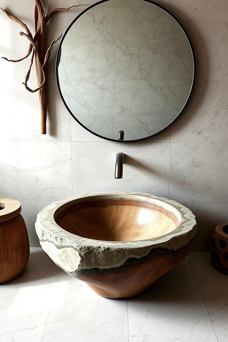 Stone Basin Sinks - 24 Earthy Bathroom Ideas