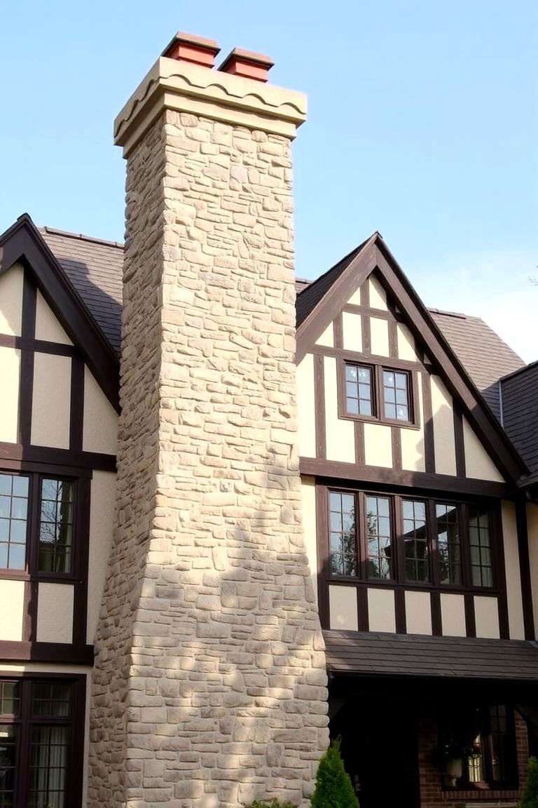 Stone Chimneys with Tapered Shapes - 24 Modern Tudor Exterior Inspiration