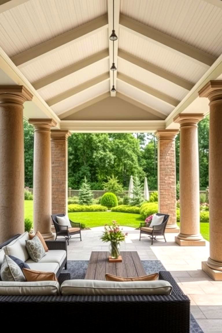 Stone Column Gable Porch - 24 Open Gable Porch Ideas