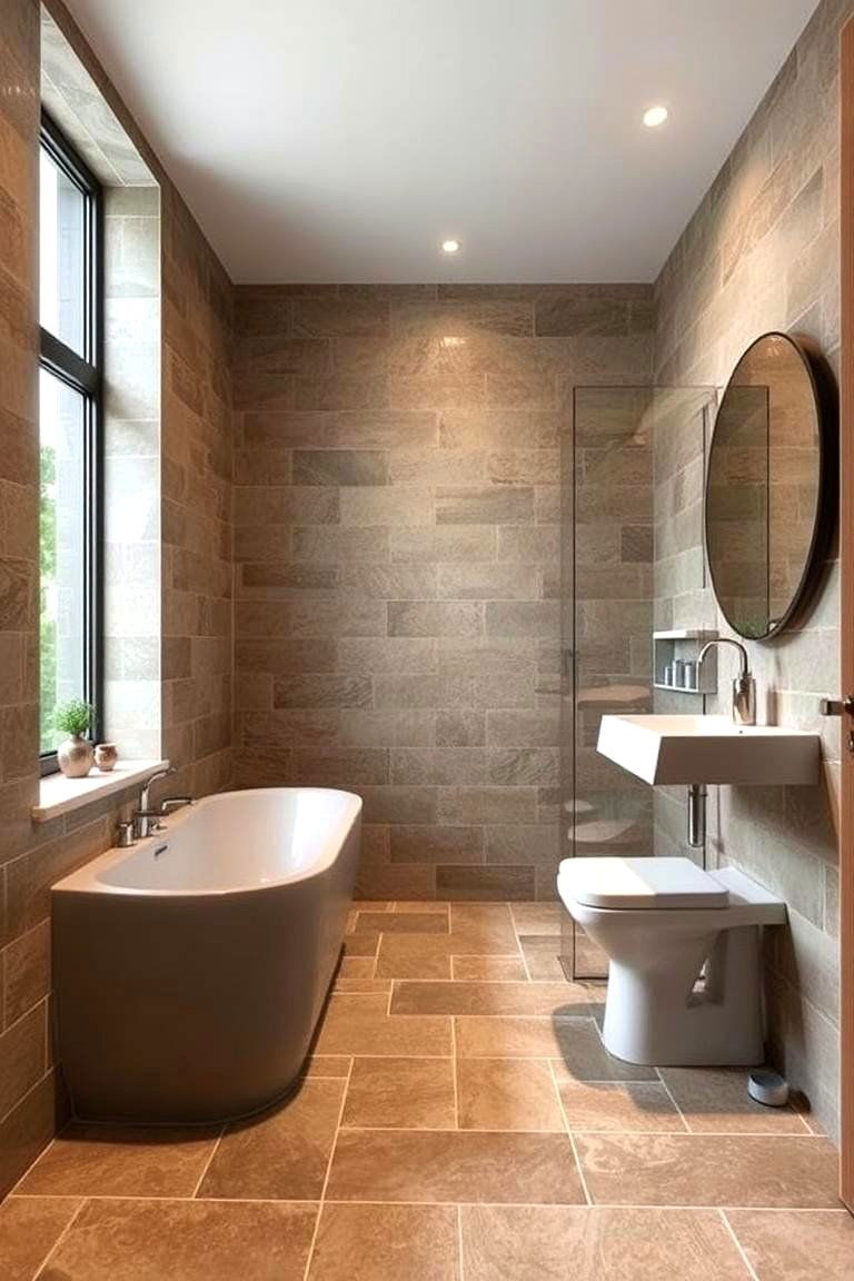 Stone Effect Tiles for a Natural Earthy Vibe - 24 Bathroom Tile Ideas